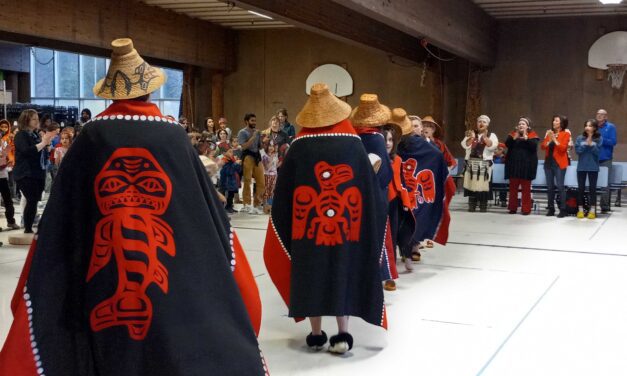 Tongass School of Arts and Sciences celebrates Elizabeth Peratrovich Day with dancing, singing and gifts