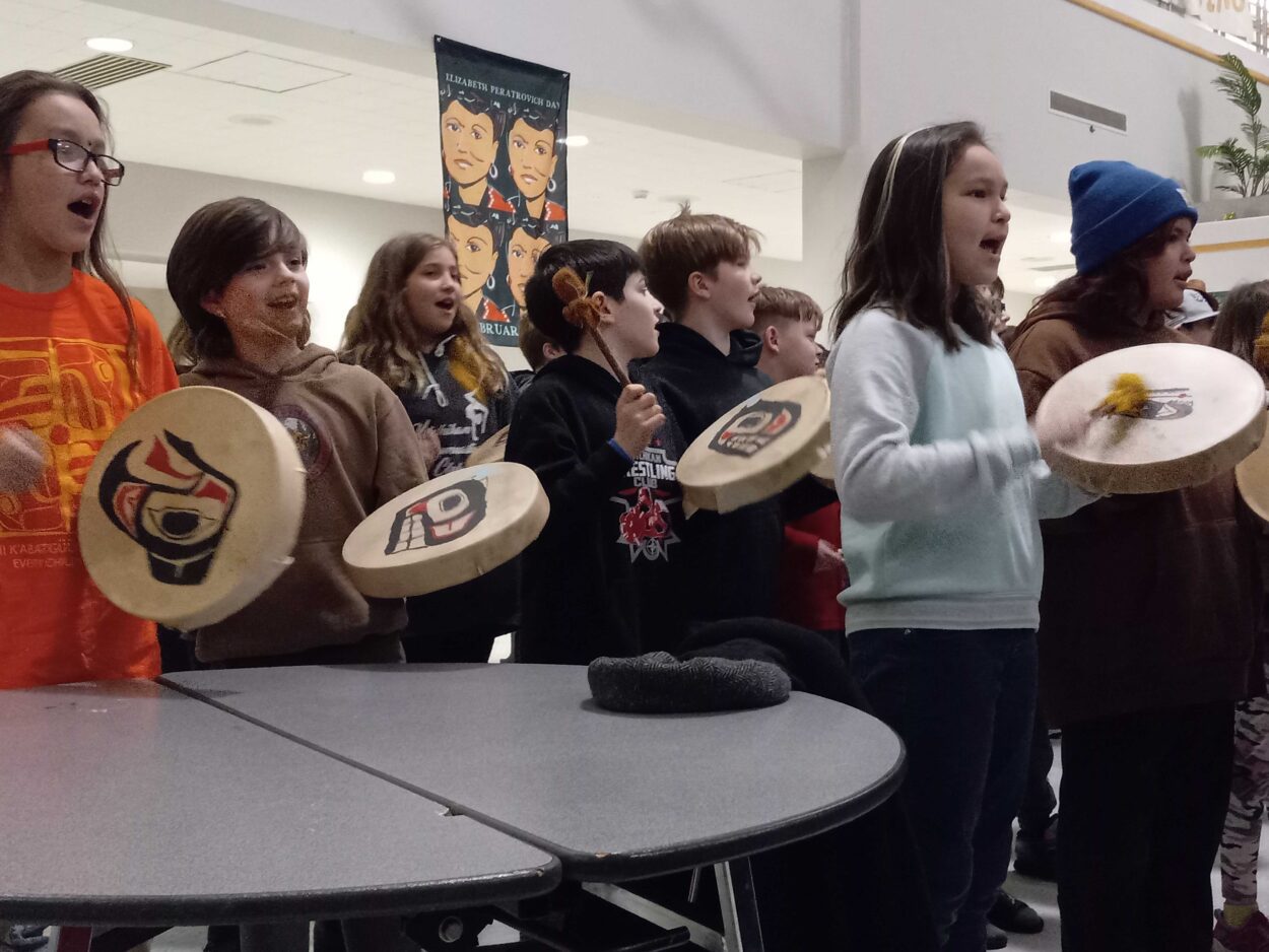 Tongass School of Arts and Sciences students celebrate Indigenous Peoples' Day with song, dance and language - KRBD