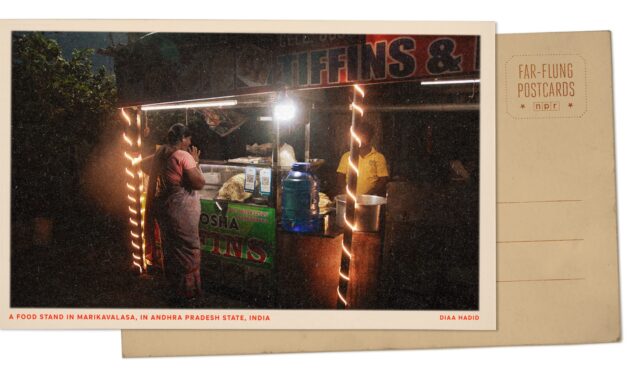 Greetings from Andhra Pradesh, India, where a fragrant food stand feeds working women
