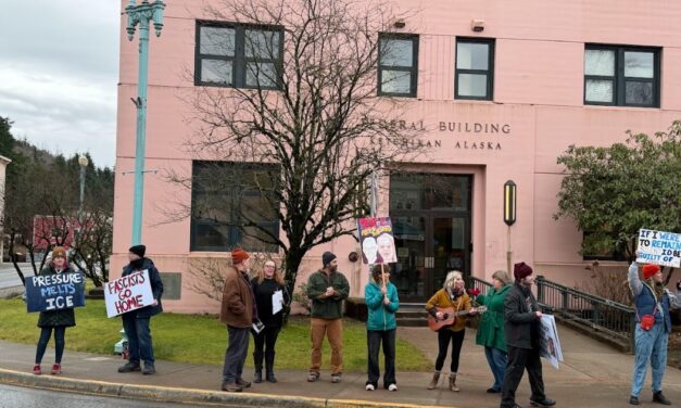 Protestors push back against ICE in downtown demonstration