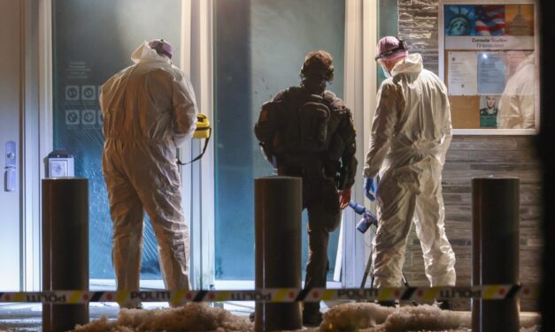 Police investigate an explosion outside the U.S. Embassy in Oslo