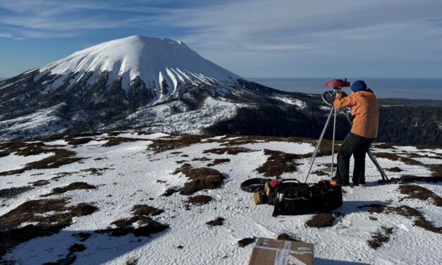 Alaska Volcano Observatory team repairs GPS system tracking Mt. Edgecumbe