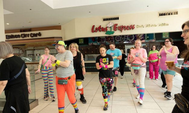 This flashy group of Portland mall-walkers puts neon pep into step