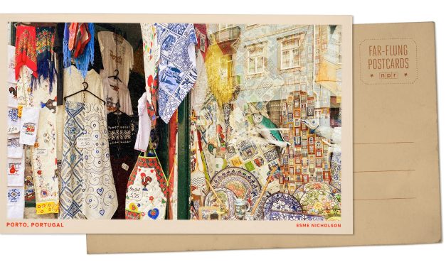 Greetings from Porto, whose lanes are lined with colorful textiles